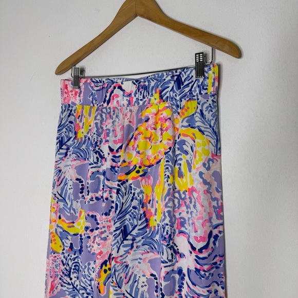 Lilly Pulitzer Wide Leg Pants XS Multicolor Tropical Print Rayon 34” Inseam - Picture 5 of 6